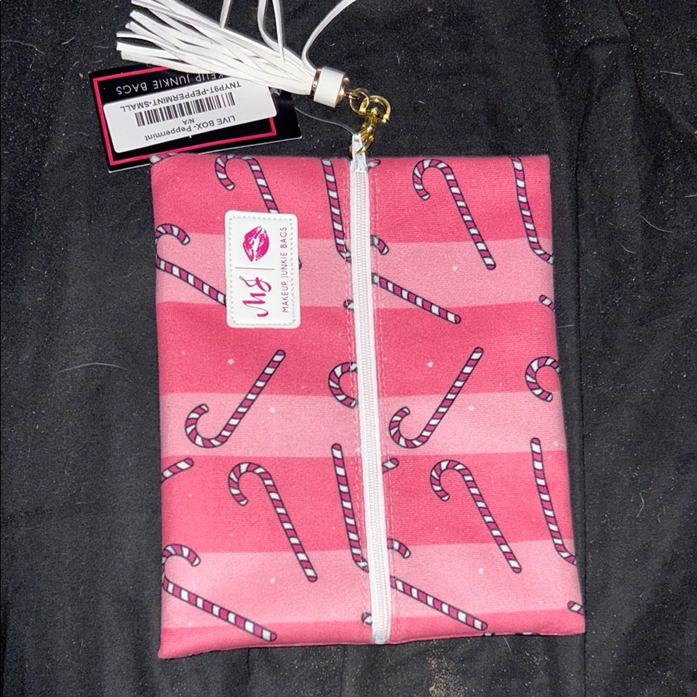 Pink Candy Cane Pouch by Make up Junkie